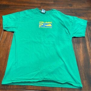 Pelagic Green Graphic Tee with Yellow Logo, Men’s L